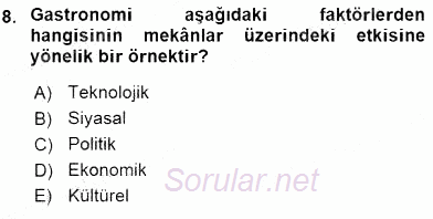 Turistik Alanlarda Mekan Tasarımı 2016 - 2017 Ara Sınavı 8.Soru