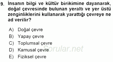 Turistik Alanlarda Mekan Tasarımı 2016 - 2017 Ara Sınavı 9.Soru