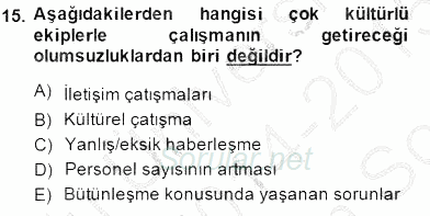 Uluslararası İşletmecilik 2014 - 2015 Dönem Sonu Sınavı 15.Soru