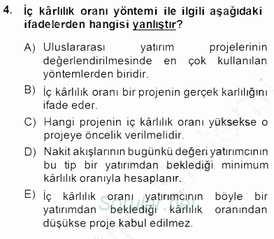 Uluslararası İşletmecilik 2014 - 2015 Dönem Sonu Sınavı 4.Soru