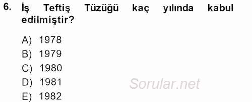 Çalışma Yaşamının Denetimi 2013 - 2014 Tek Ders Sınavı 6.Soru