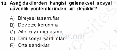 Sosyal Politika 2013 - 2014 Tek Ders Sınavı 13.Soru