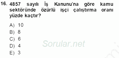 Sosyal Politika 2013 - 2014 Tek Ders Sınavı 16.Soru