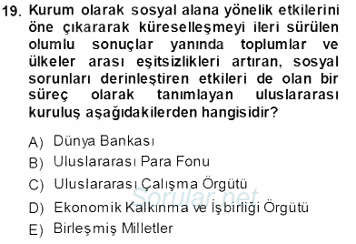 Sosyal Politika 2013 - 2014 Tek Ders Sınavı 19.Soru