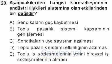 Sosyal Politika 2013 - 2014 Tek Ders Sınavı 20.Soru