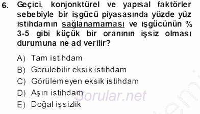 Sosyal Politika 2013 - 2014 Tek Ders Sınavı 6.Soru