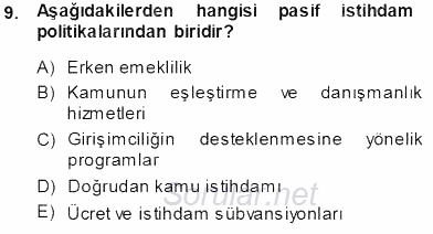 Sosyal Politika 2013 - 2014 Tek Ders Sınavı 9.Soru