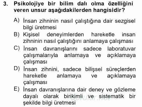 Davranış Bilimleri 2 2013 - 2014 Tek Ders Sınavı 3.Soru