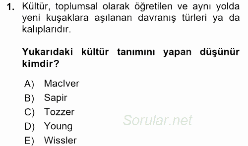 İslam Kurumları ve Medeniyeti 2017 - 2018 3 Ders Sınavı 1.Soru