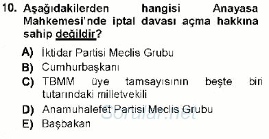 Yargı Örgütü Ve Tebligat Hukuku 2012 - 2013 Ara Sınavı 10.Soru