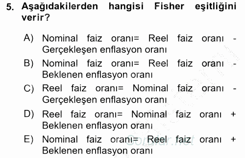 Para Teorisi 2016 - 2017 3 Ders Sınavı 5.Soru