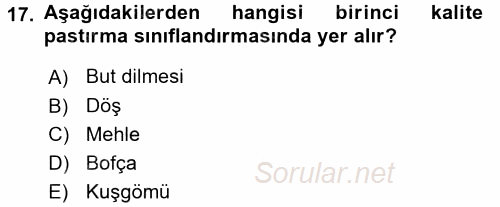 Temel Mutfak Teknikleri 2017 - 2018 Ara Sınavı 17.Soru