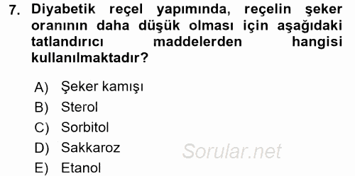 Temel Mutfak Teknikleri 2017 - 2018 Ara Sınavı 7.Soru