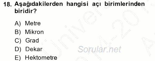 Coğrafi Bilgi Sistemlerine Giriş 2014 - 2015 Ara Sınavı 18.Soru