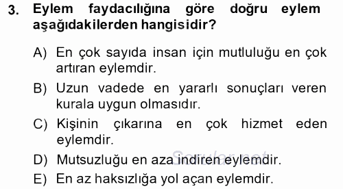 İş Etiği 2014 - 2015 Dönem Sonu Sınavı 3.Soru
