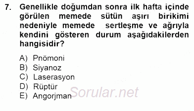 Anne Çocuk Sağlığı Ve İlkyardım 2014 - 2015 Dönem Sonu Sınavı 7.Soru