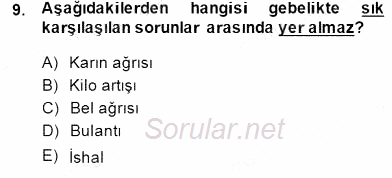 Anne Çocuk Sağlığı Ve İlkyardım 2014 - 2015 Dönem Sonu Sınavı 9.Soru