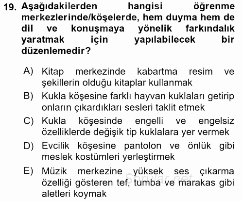 Özel Öğretim Yöntemleri 2 2015 - 2016 Dönem Sonu Sınavı 19.Soru