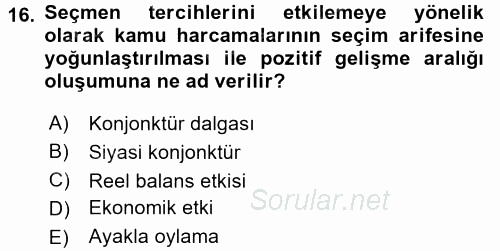 Maliye Politikası 2017 - 2018 Ara Sınavı 16.Soru