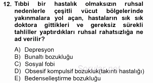 Aile Psikolojisi ve Eğitimi 2014 - 2015 Dönem Sonu Sınavı 12.Soru