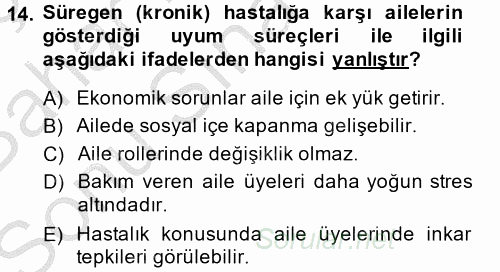 Aile Psikolojisi ve Eğitimi 2014 - 2015 Dönem Sonu Sınavı 14.Soru