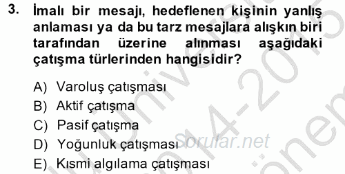 Aile Psikolojisi ve Eğitimi 2014 - 2015 Dönem Sonu Sınavı 3.Soru