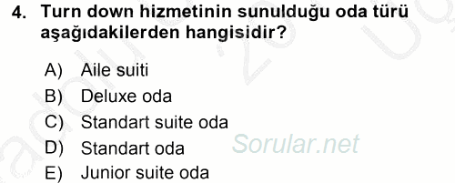 Odalar Bölümü Yönetimi 2016 - 2017 3 Ders Sınavı 4.Soru