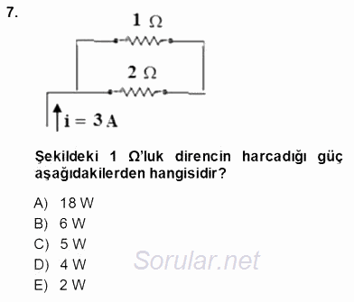 Devre Analizi 2013 - 2014 Ara Sınavı 7.Soru