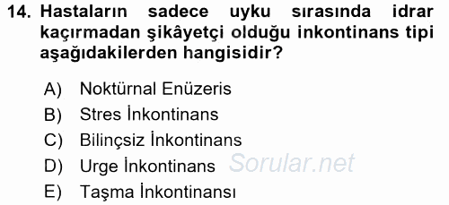 Temel Sağlık Hizmetleri 2016 - 2017 Dönem Sonu Sınavı 14.Soru