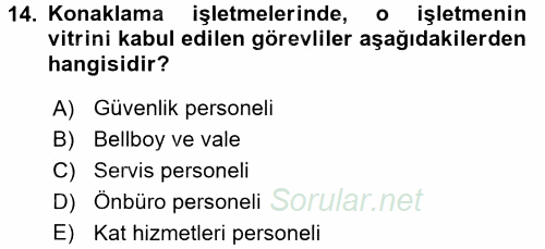 Sosyal Davranış ve Protokol 2016 - 2017 Dönem Sonu Sınavı 14.Soru