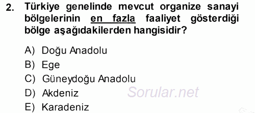 Kentleşme ve Konut Politikaları 2013 - 2014 Dönem Sonu Sınavı 2.Soru