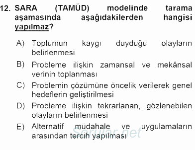 Suç Önleme Modelleri 2015 - 2016 Dönem Sonu Sınavı 12.Soru