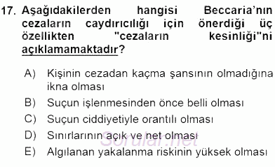 Suç Önleme Modelleri 2015 - 2016 Dönem Sonu Sınavı 17.Soru