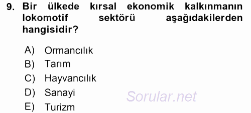 Hayvancılık Ekonomisi 2015 - 2016 Ara Sınavı 9.Soru