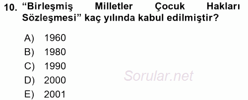 Sosyal Sorunlar 2016 - 2017 Dönem Sonu Sınavı 10.Soru