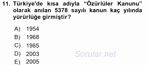 Sosyal Sorunlar 2016 - 2017 Dönem Sonu Sınavı 11.Soru