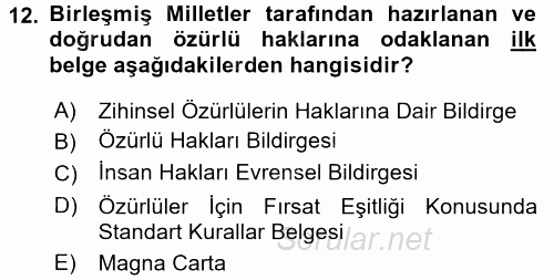 Sosyal Sorunlar 2016 - 2017 Dönem Sonu Sınavı 12.Soru