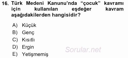 Sosyal Sorunlar 2016 - 2017 Dönem Sonu Sınavı 16.Soru