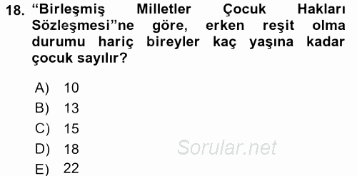 Sosyal Sorunlar 2016 - 2017 Dönem Sonu Sınavı 18.Soru