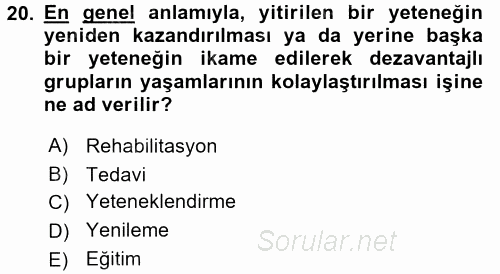 Sosyal Sorunlar 2016 - 2017 Dönem Sonu Sınavı 20.Soru