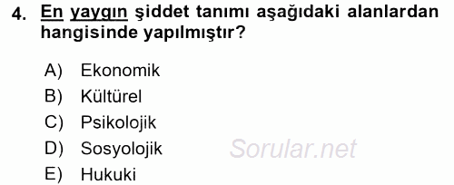 Sosyal Sorunlar 2016 - 2017 Dönem Sonu Sınavı 4.Soru