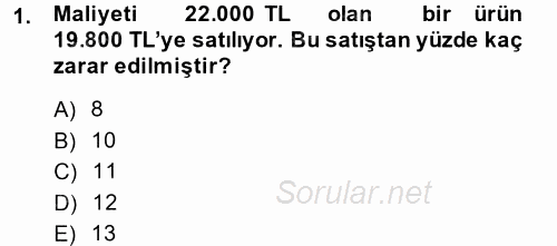 Finans Matematiği 2014 - 2015 Ara Sınavı 1.Soru