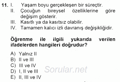 Okulöncesinde Müzik Eğitimi 2 2014 - 2015 Ara Sınavı 11.Soru