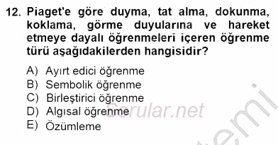 Okulöncesinde Materyal Geliştirme 2014 - 2015 Ara Sınavı 12.Soru