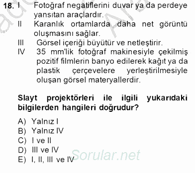Okulöncesinde Materyal Geliştirme 2014 - 2015 Ara Sınavı 18.Soru