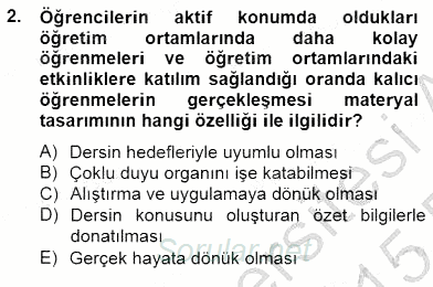 Okulöncesinde Materyal Geliştirme 2014 - 2015 Ara Sınavı 2.Soru