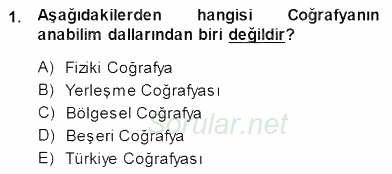 Turizm Coğrafyası 2014 - 2015 Dönem Sonu Sınavı 1.Soru