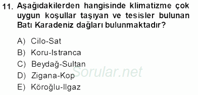 Turizm Coğrafyası 2014 - 2015 Dönem Sonu Sınavı 11.Soru
