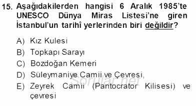 Turizm Coğrafyası 2014 - 2015 Dönem Sonu Sınavı 15.Soru