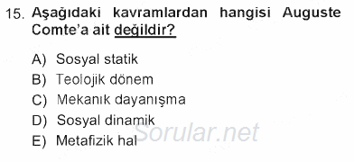 Davranış Bilimleri 1 2012 - 2013 Tek Ders Sınavı 15.Soru